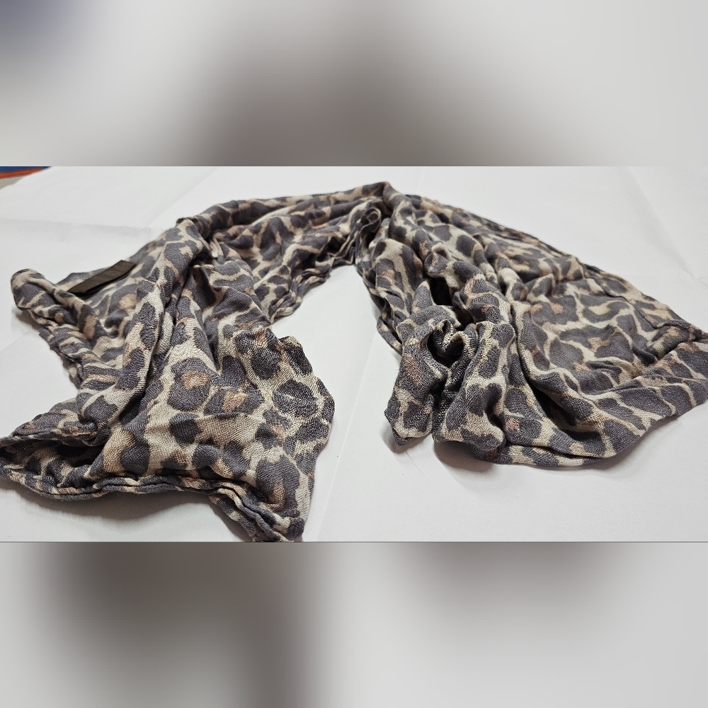 Coach Gray and Brown Scarf Luxurious Wrap